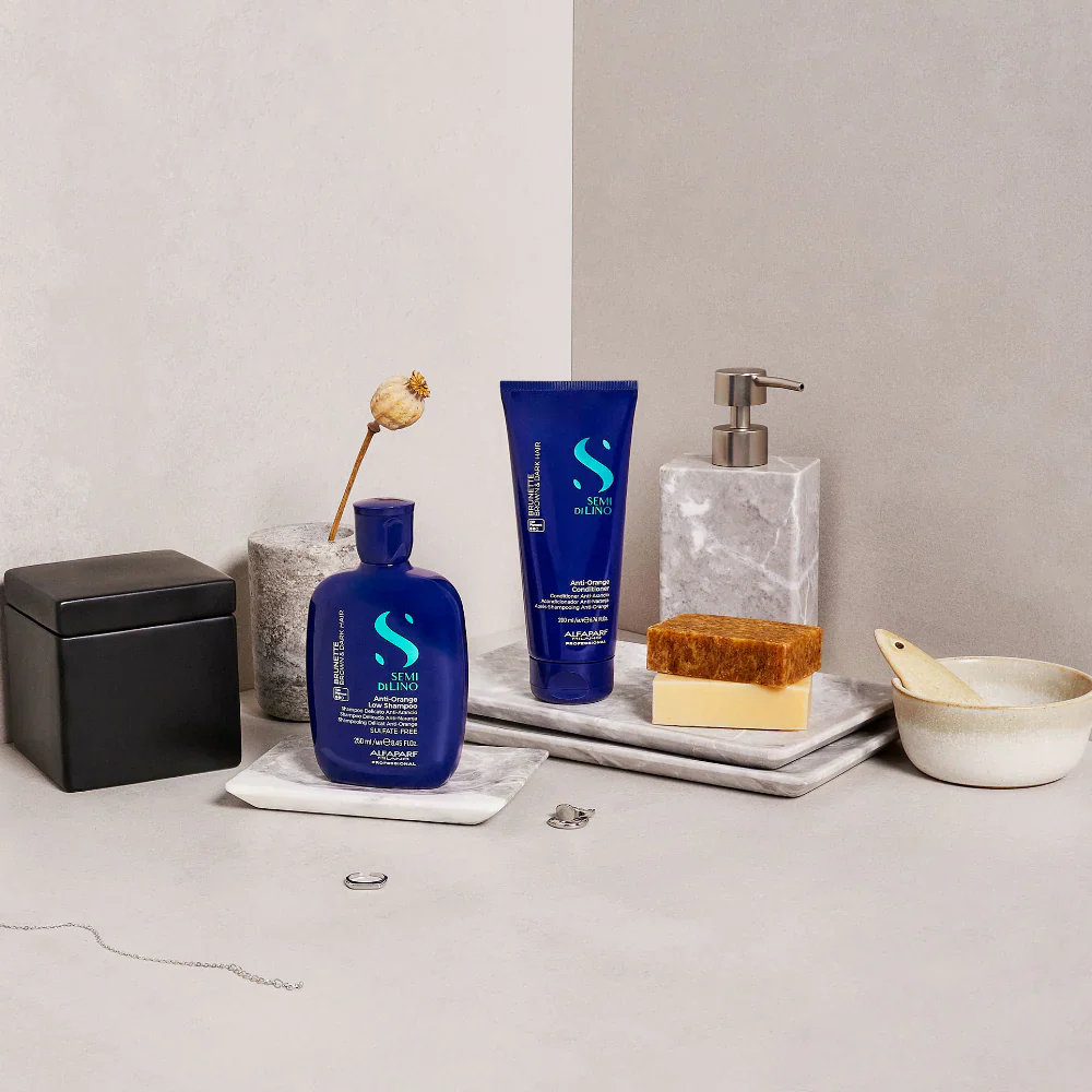 Alfaparf Milano Semi Di Lino Brunette Anti-Orange Low Shampoo 250ml & Conditioner 200ml Twin - Image 2
