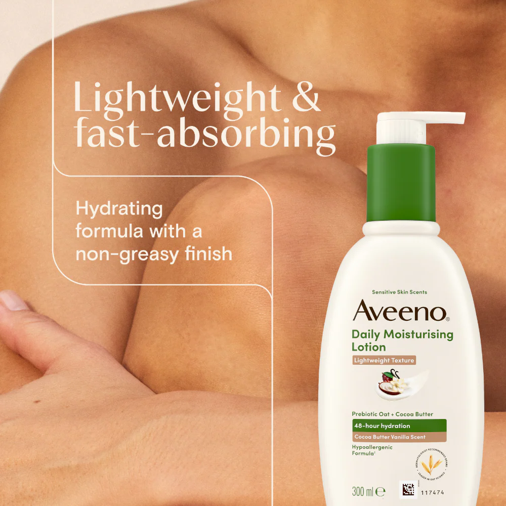 Aveeno Daily Moisturising Body Lotion Cocoa Butter Vanilla 300ml - Image 4