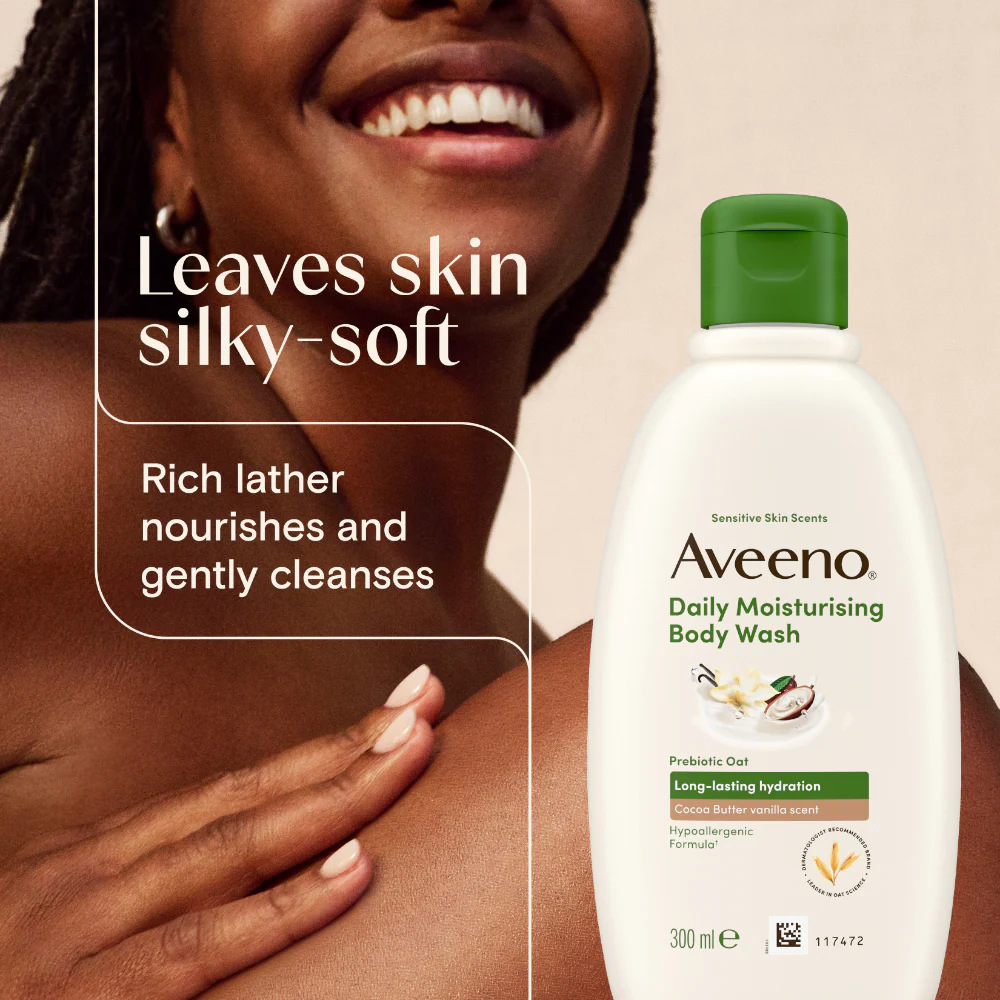 Aveeno Daily Moisturising Body Wash Cocoa Butter Vanilla 300ml - Image 4