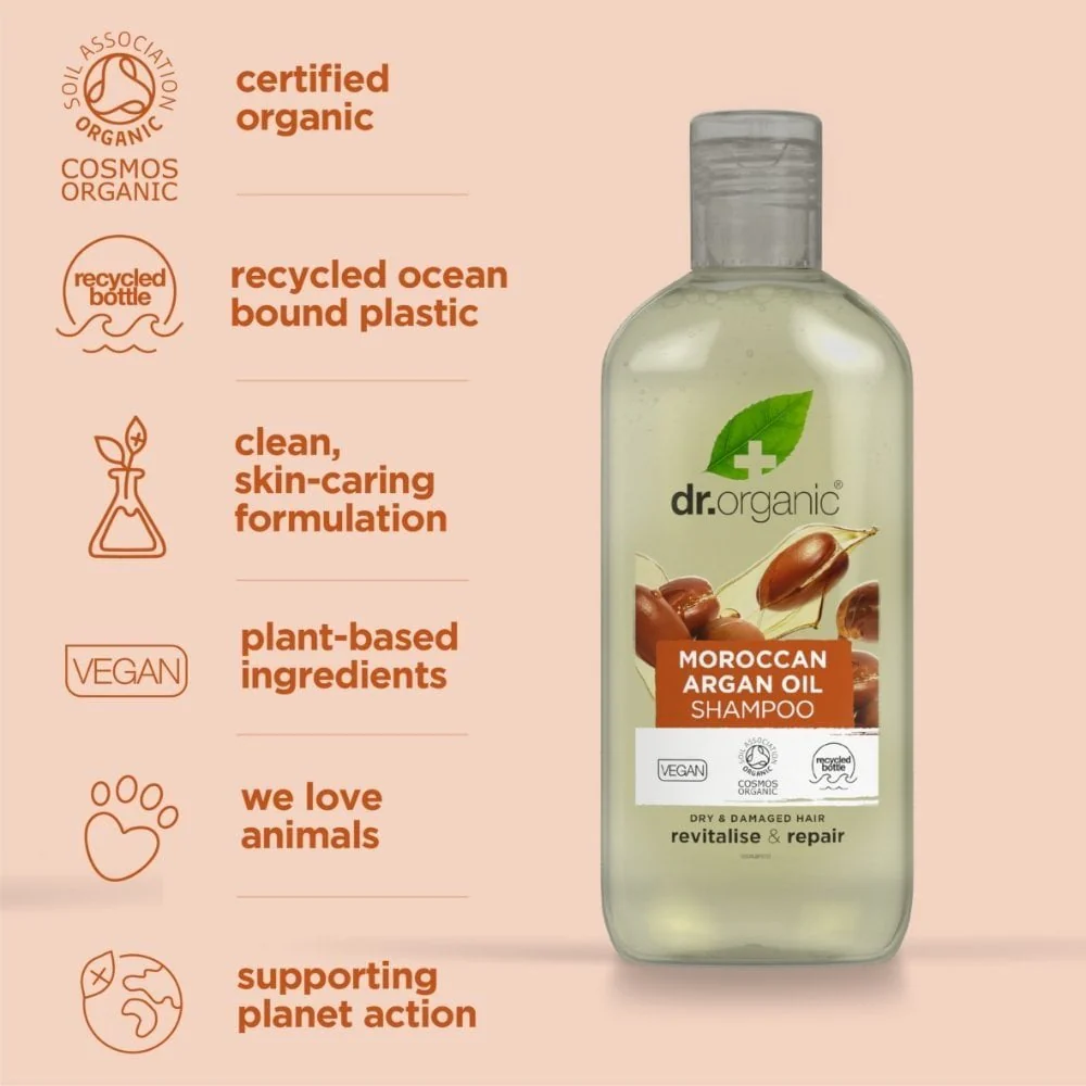 Dr. Organic Moroccan Argan Oil Shampoo & Conditioner Hair Twin 2 x 265ml - Image 2