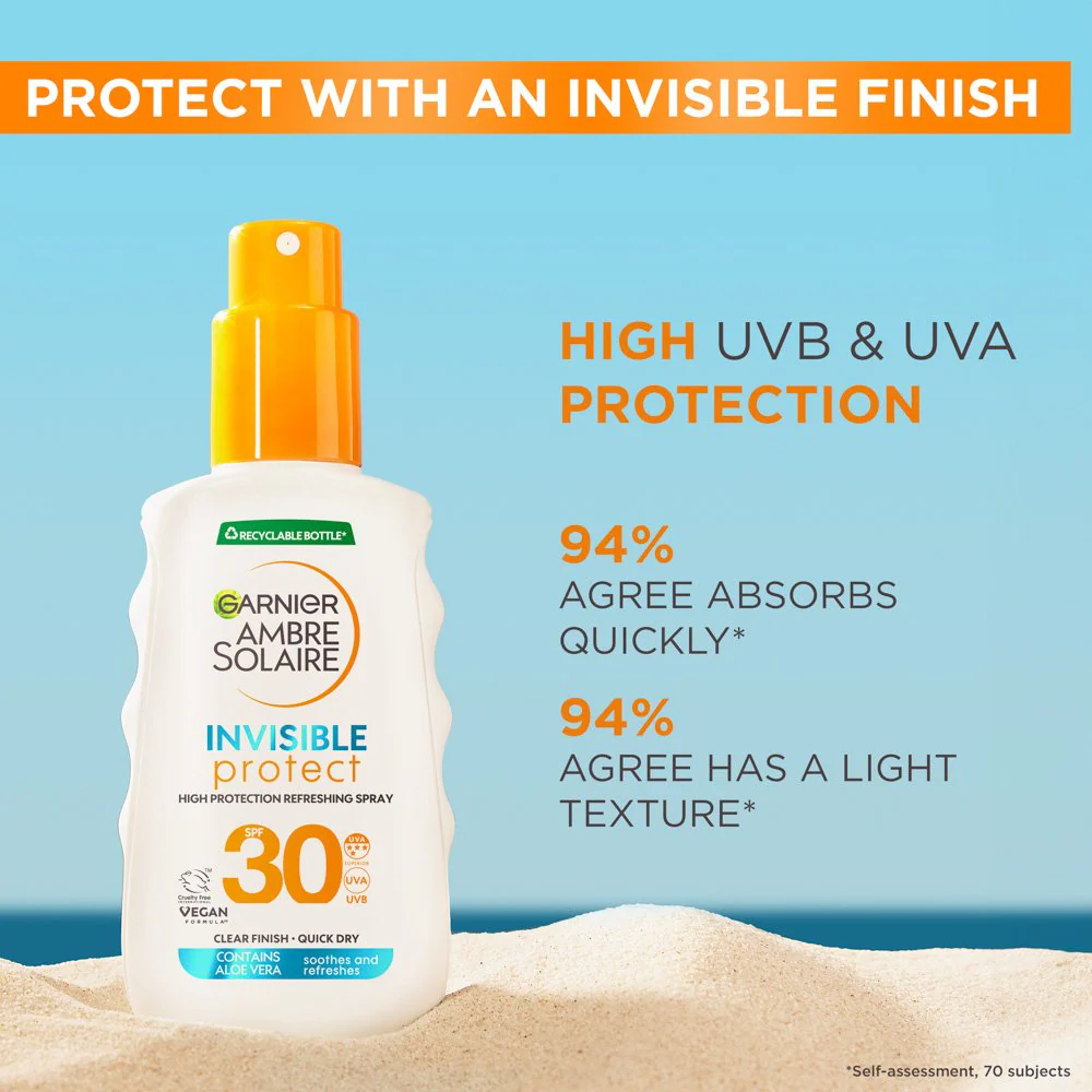 Garnier Ambre Solaire Invisible Protect Refresh Sun Spray SPF50+ 200ml - Image 2