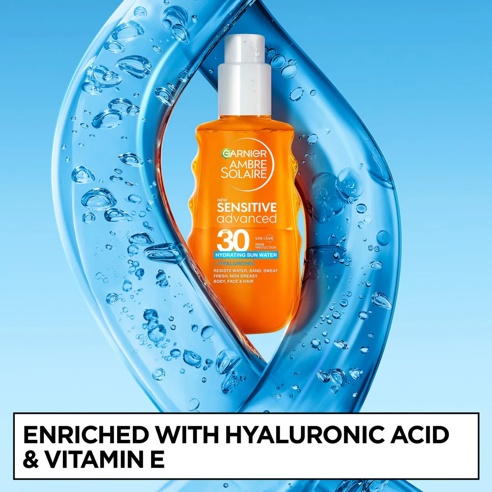 Garnier Ambre Solaire Sensitive Advanced Hydrating Sun Protection Water SPF30 150ml - Image 3