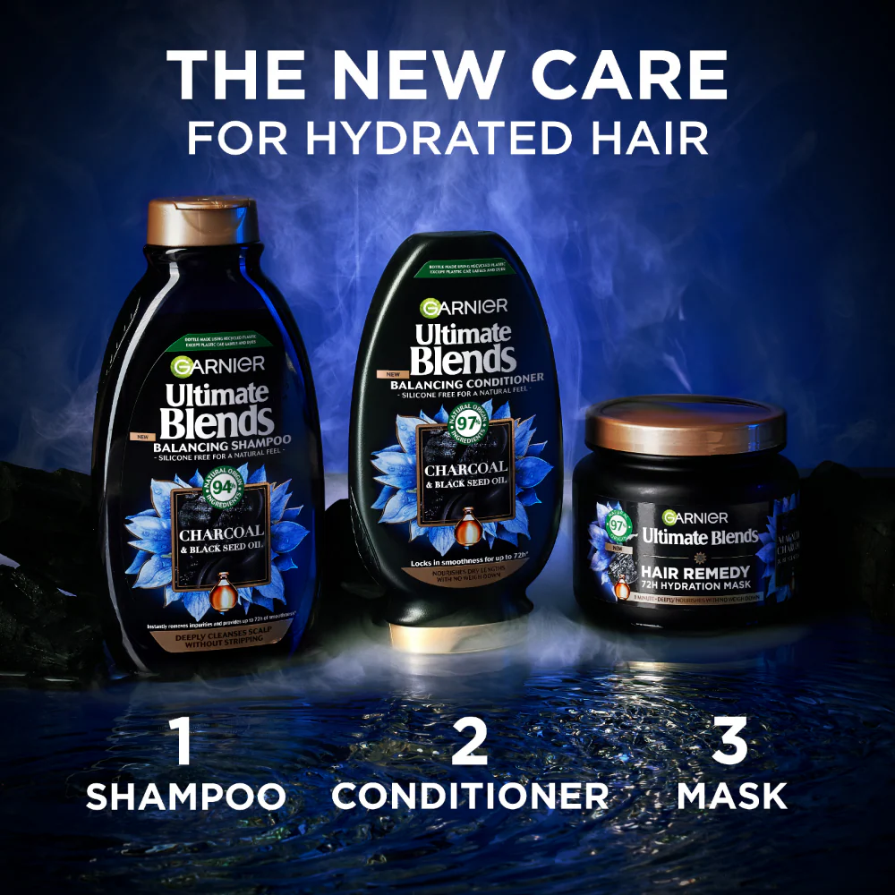 Garnier Ultimate Blends Charcoal & Black Seed Oil Balancing Conditioner 250ml - Image 3