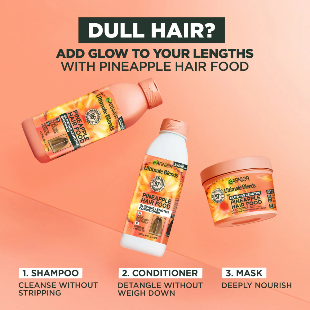 Garnier Ultimate Blends Pineapple Hair Food Glowing Lengths Shampoo 350ml - Image 5