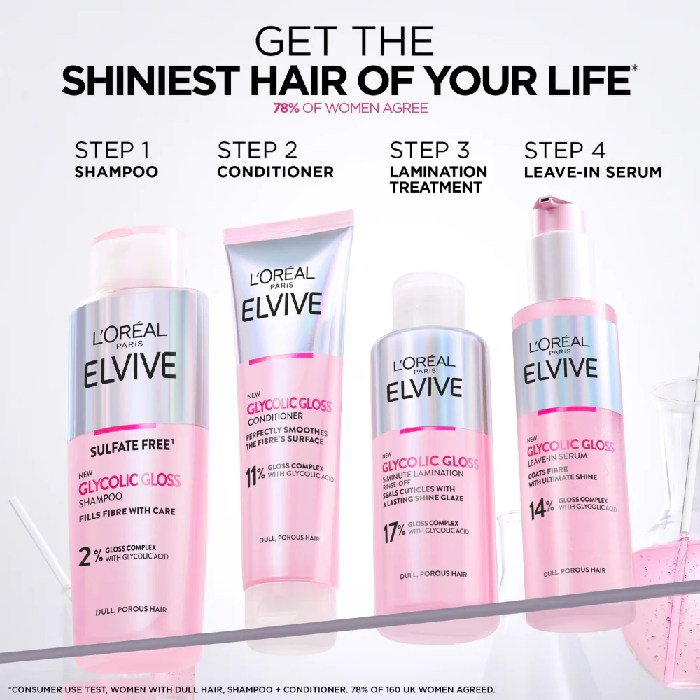 L'Oreal Paris Elvive Glycolic Gloss 5-Minute Rinse-Off Lamination Treatment 200ml - Image 8