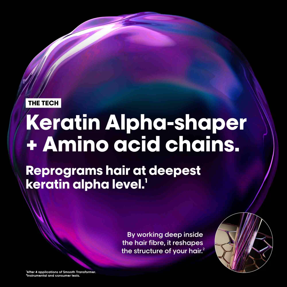 L'Oreal Professionnel Serie Expert Keratin Alpha Sleek Shampoo 300ml & Smooth Transformer Hair Treatment 250ml Twin - Image 4