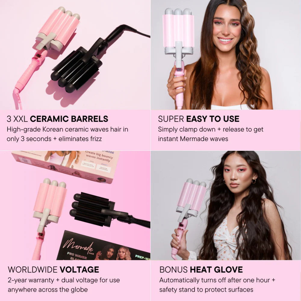 Mermade Hair Original Pro Waver Pink 32mm - Image 3