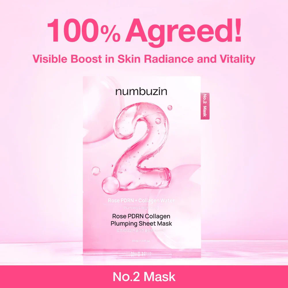 Numbuzin No. 2 Rose PDRN Collagen Plumping Sheet Mask 5 x 33ml - Image 5