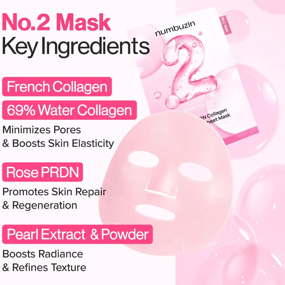 Numbuzin No. 2 Rose PDRN Collagen Plumping Sheet Mask 5 x 33ml - Image 6