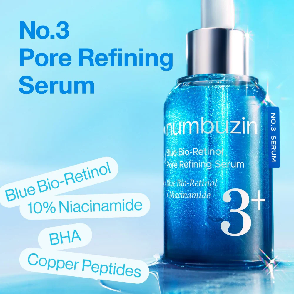 Numbuzin No. 3 Blue Bio-Retinol Pore Refining Serum 30ml - Image 3