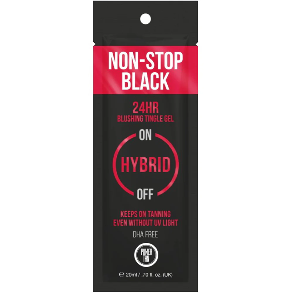 Power Tan Non-Stop Black 24H Blushing Hybrid Tingle Gel Tanning Accelerator Sachet 20ml