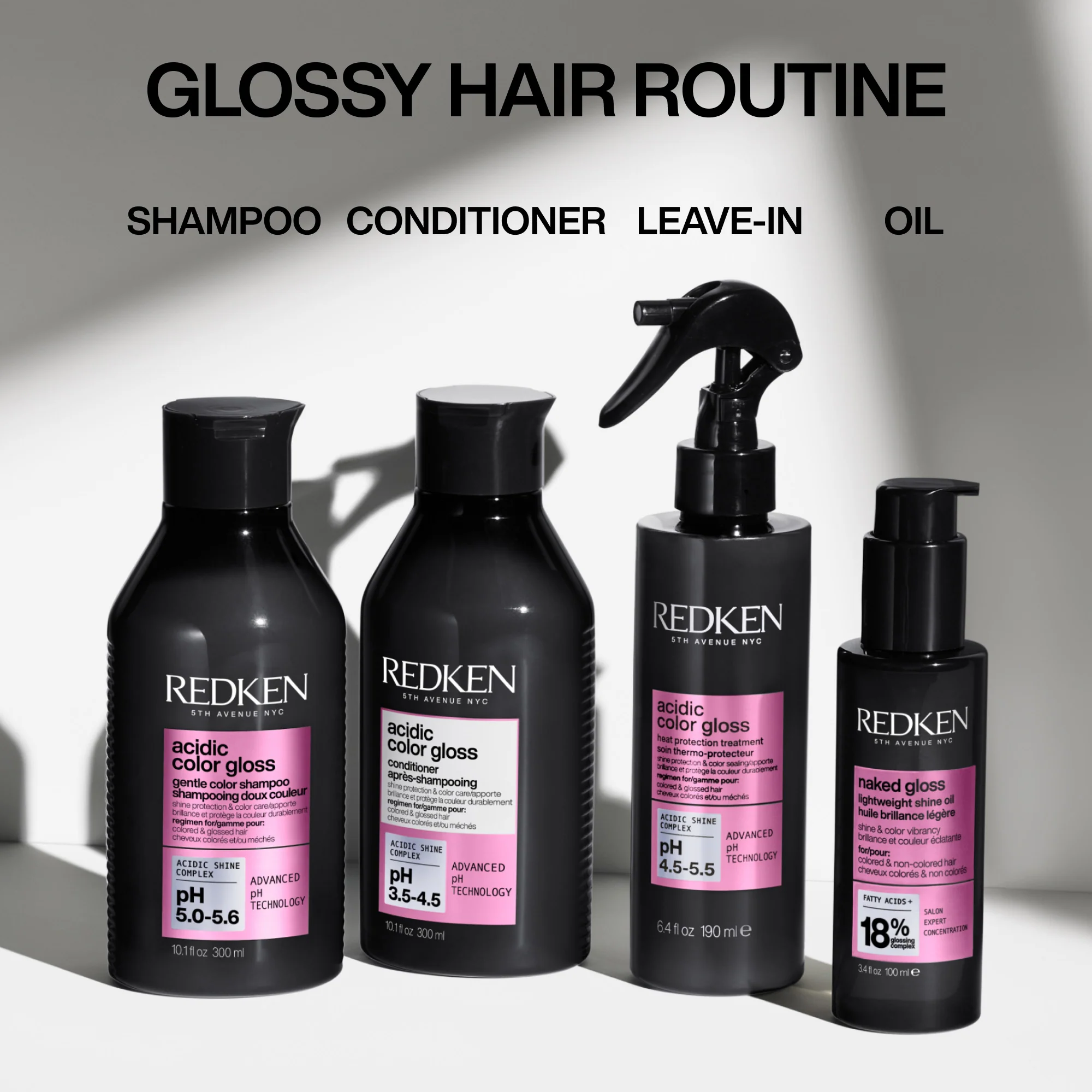 Redken Acidic Colour Gloss Shampoo 300ml, Conditioner 300ml & Naked Gloss Lightweight Hair Oil 100ml Trio - Image 11