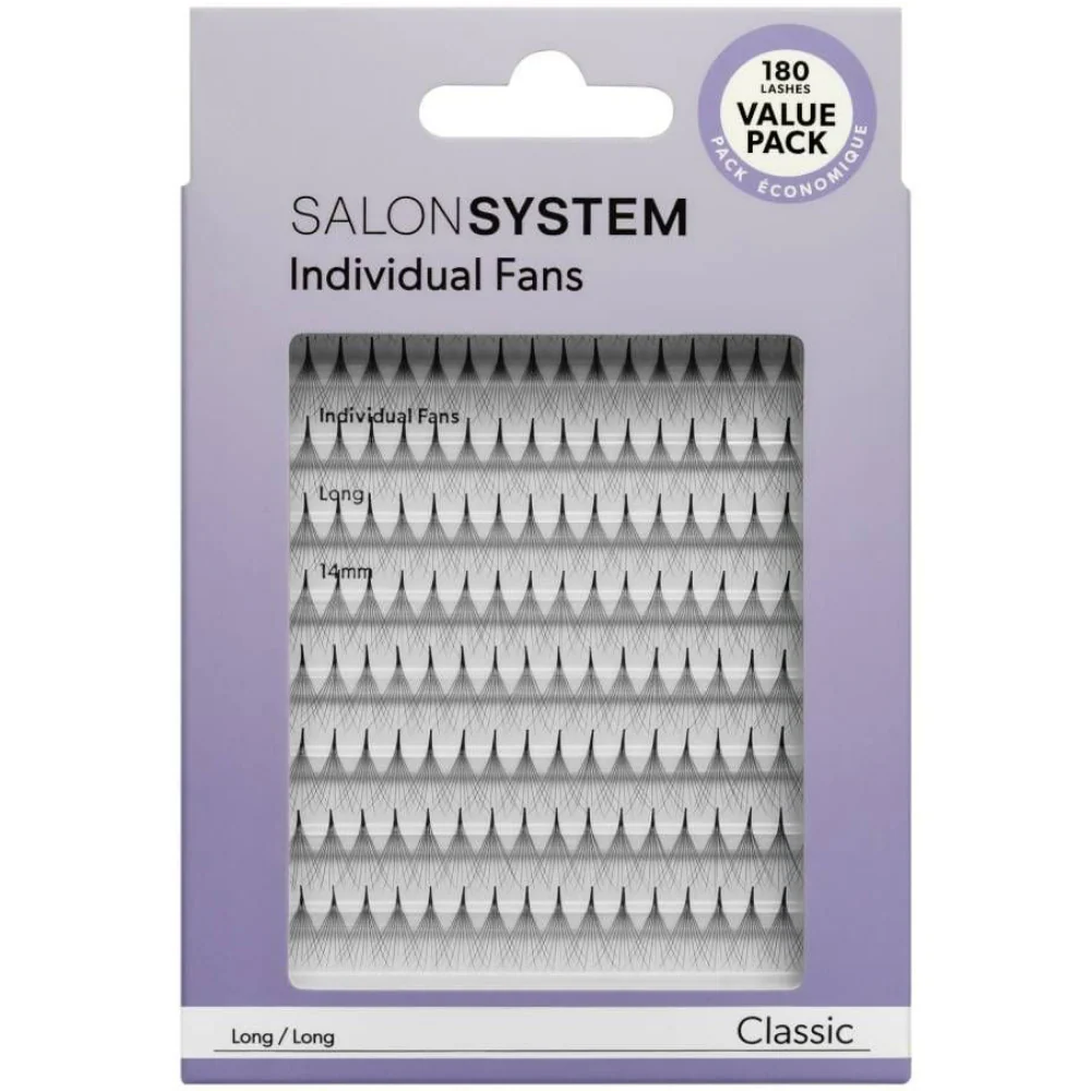 Salon System Individual Fans Lashes Value Pack Classic Long Black