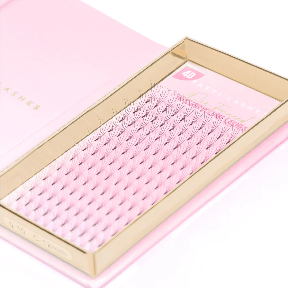 Tatti Lashes 14mm D Curl Pre-Fanned Russian Volume 4D Individual Lashes Black - Image 4