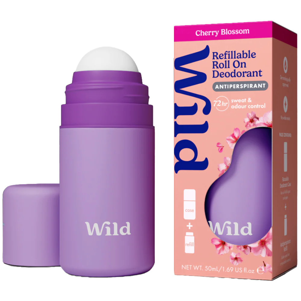 Wild Purple Case + Cherry Blossom Antiperspirant Deodorant Roll-On Starter Pack